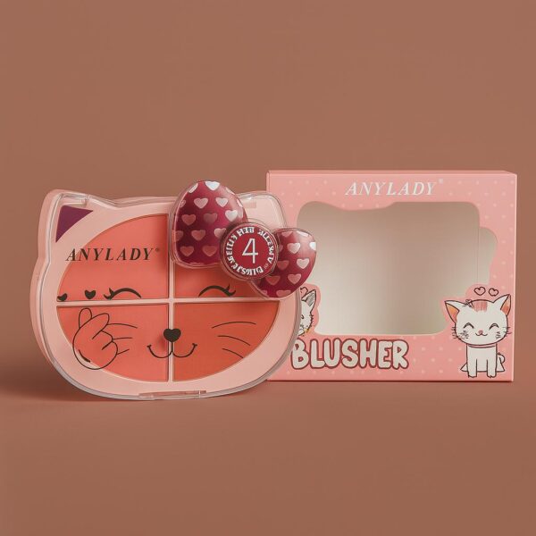 🐱 ANYLADY – Palette Blusher 4 Couleurs