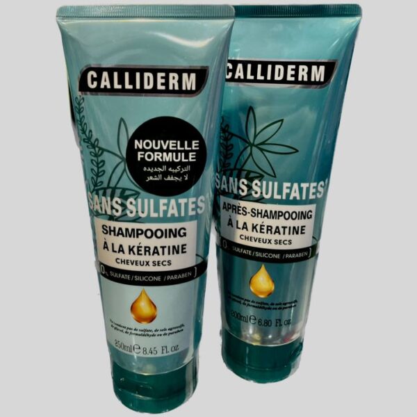 🔵 CALLIDERM – Shampooing & Après-shampooing Sans Sulfates – Kératine (Cheveux Secs)