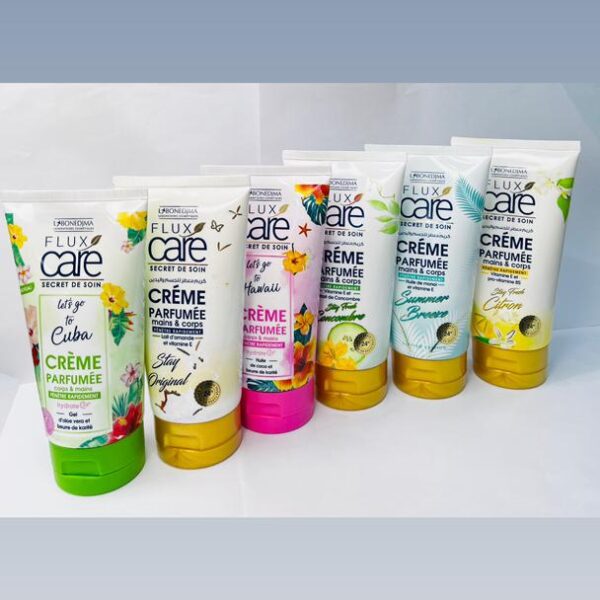 🧴 1. FLUX CARE – Crèmes Parfumées Mains & Corps (200 ml)